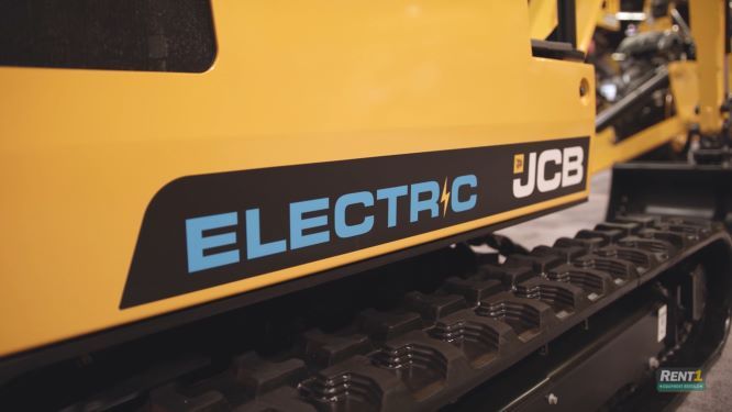JCB 19C-1E Electric Excavator at the 2019 ARA show in Anaheim, California
