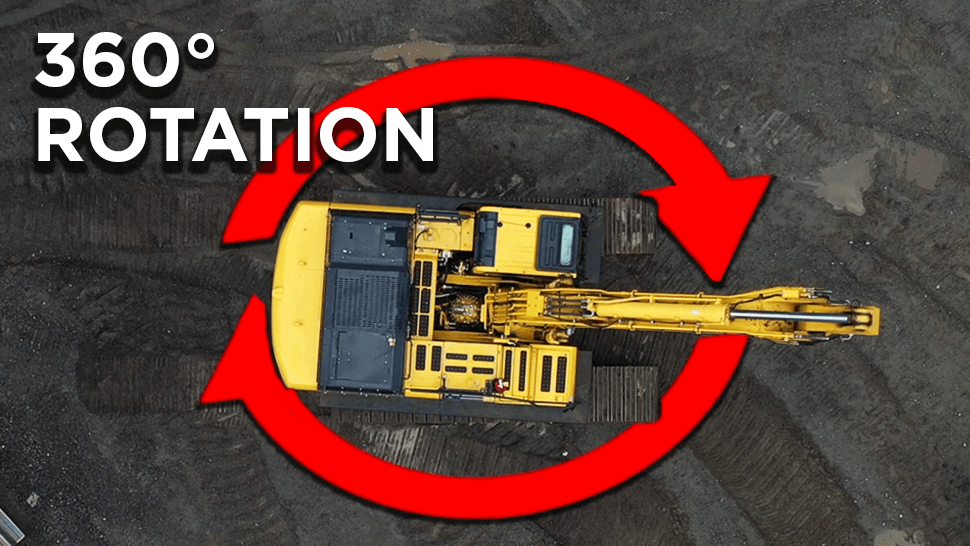 360 degrees rotation of an excavator
